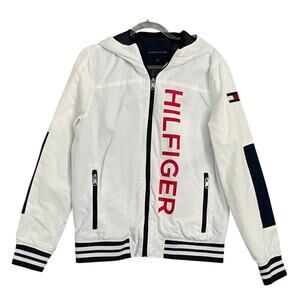 Tommy Hilfiger Men's Small White and Navy Yacht Sailing Full-Zip Jacket